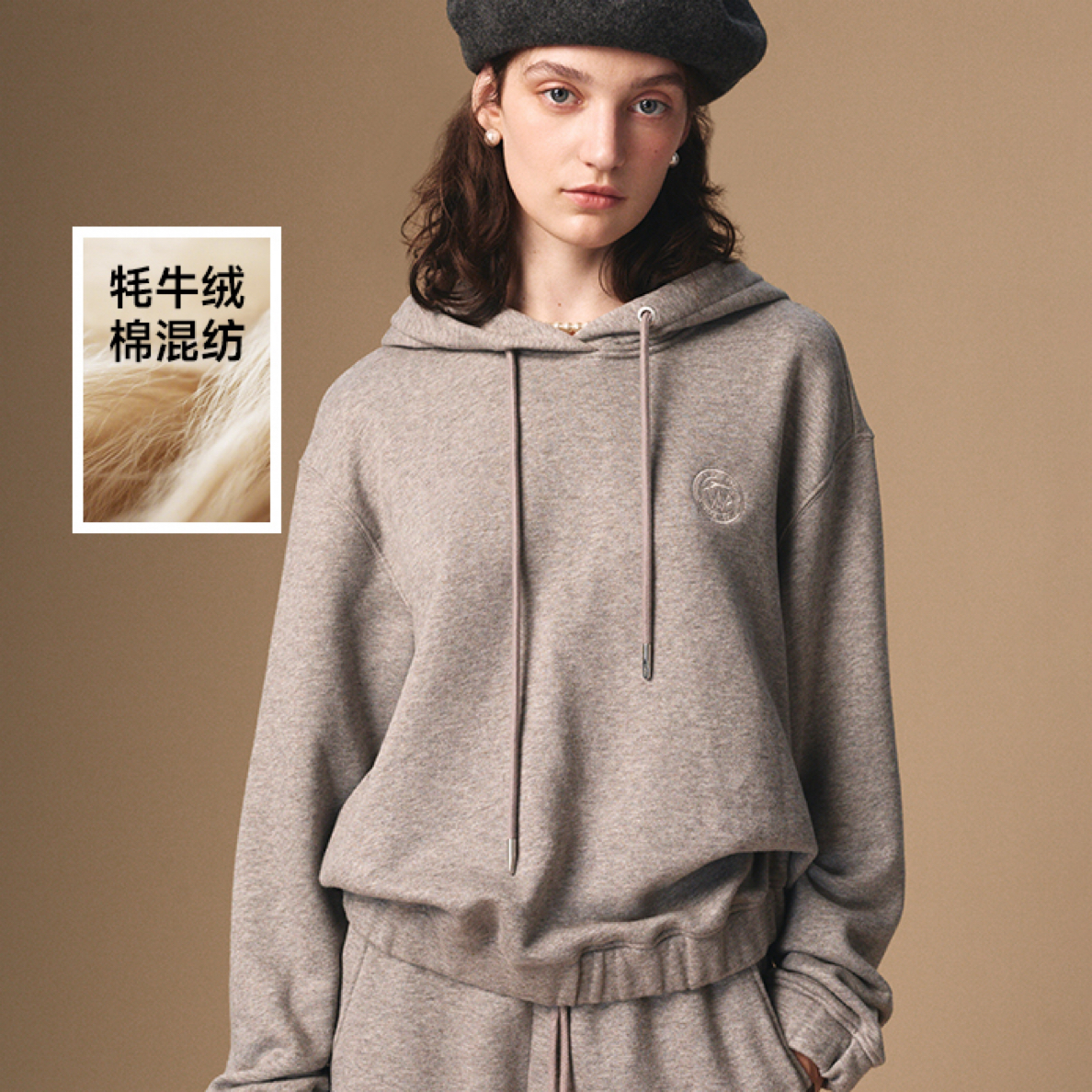 Teenie Weenie小熊加绒卫衣女25棉冬季新款TTMW254TW2B