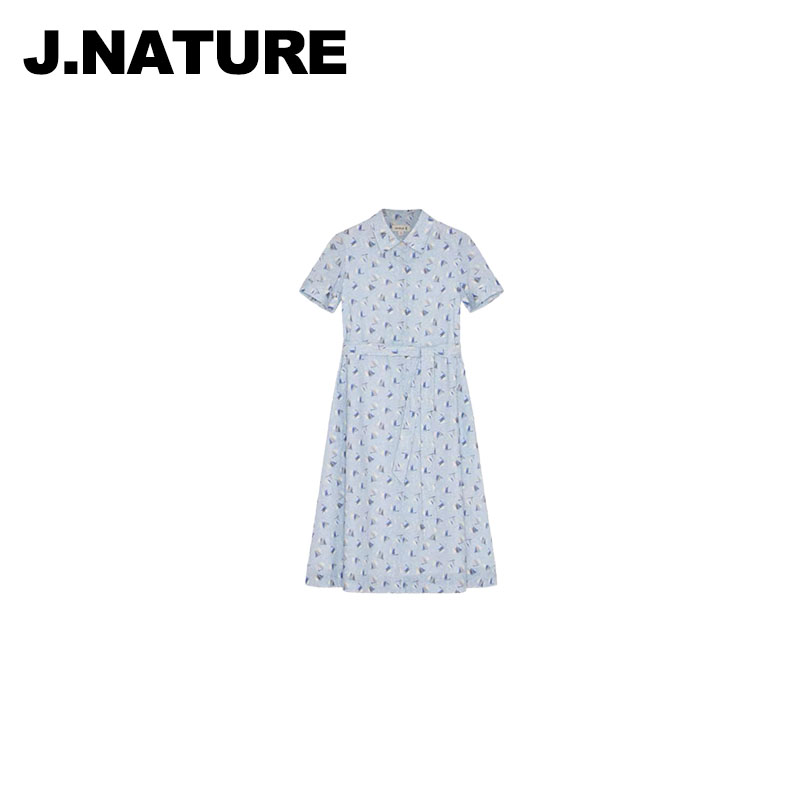 JUST NATURE ｜夏新品时尚显瘦减龄帆船印花连衣裙