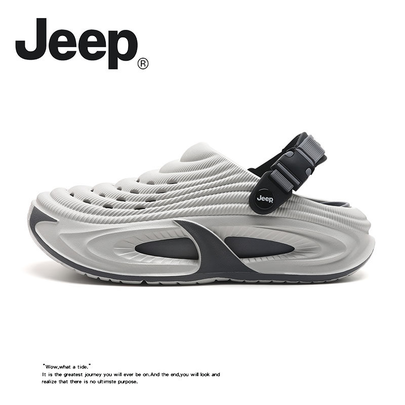 JEEP/吉普包头拖男夏季外穿厚底沙滩鞋休闲时尚百搭潮流洞洞凉拖
