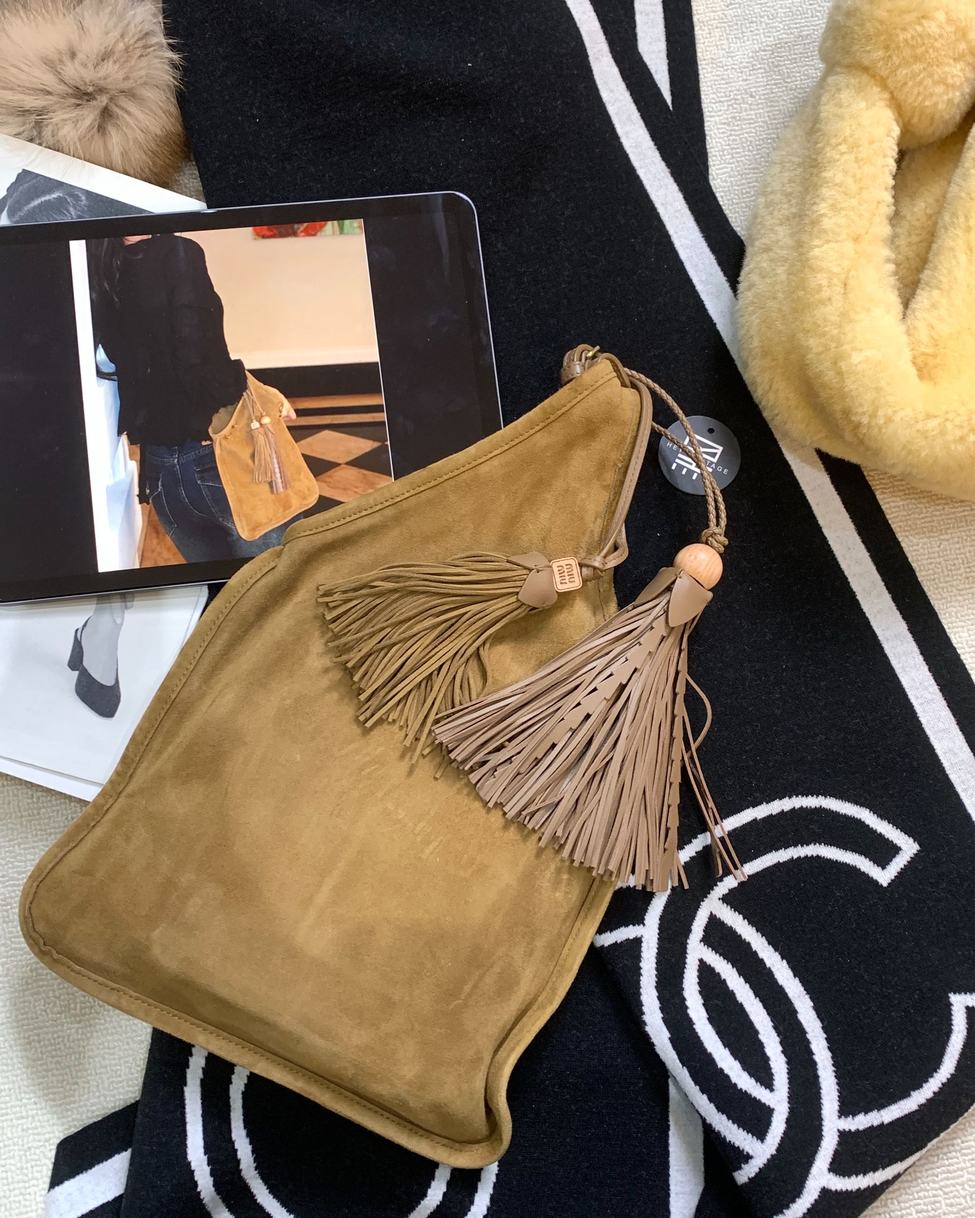 95新 Chanel/香奈儿 流苏麂皮手提包 18013775