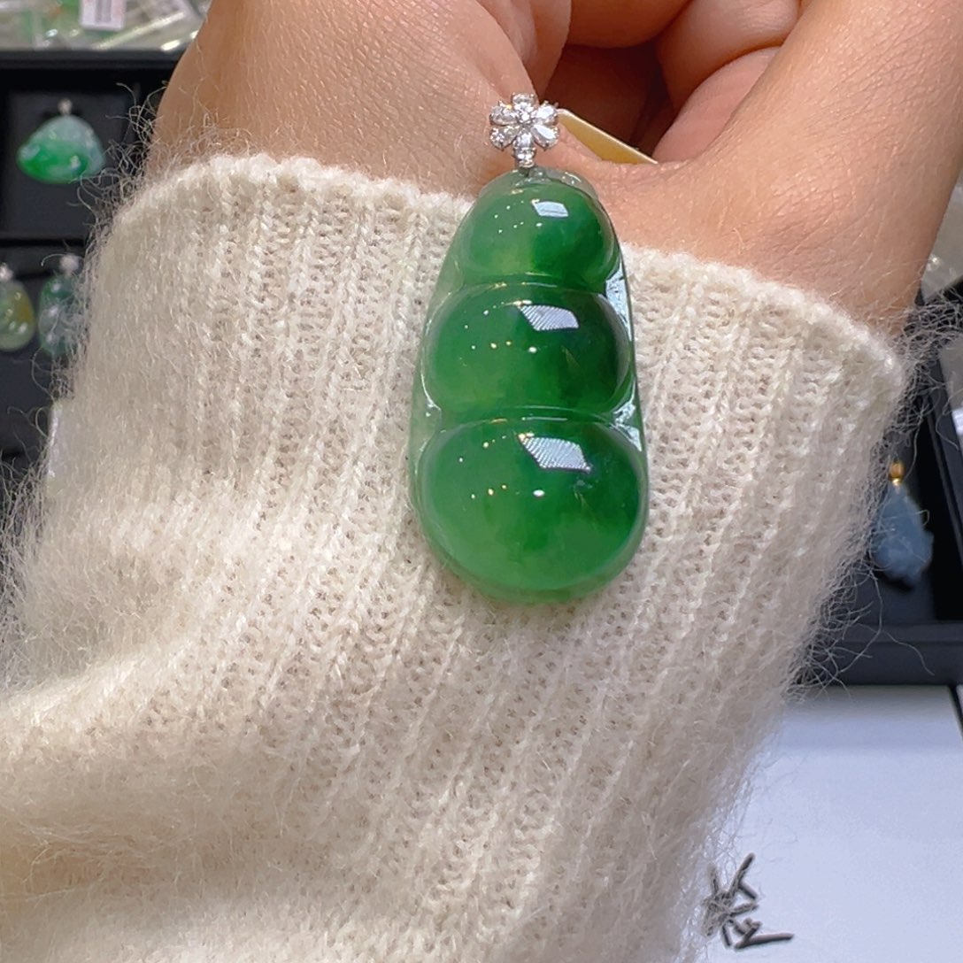 翡翠18K金镶嵌吊坠(不含链)