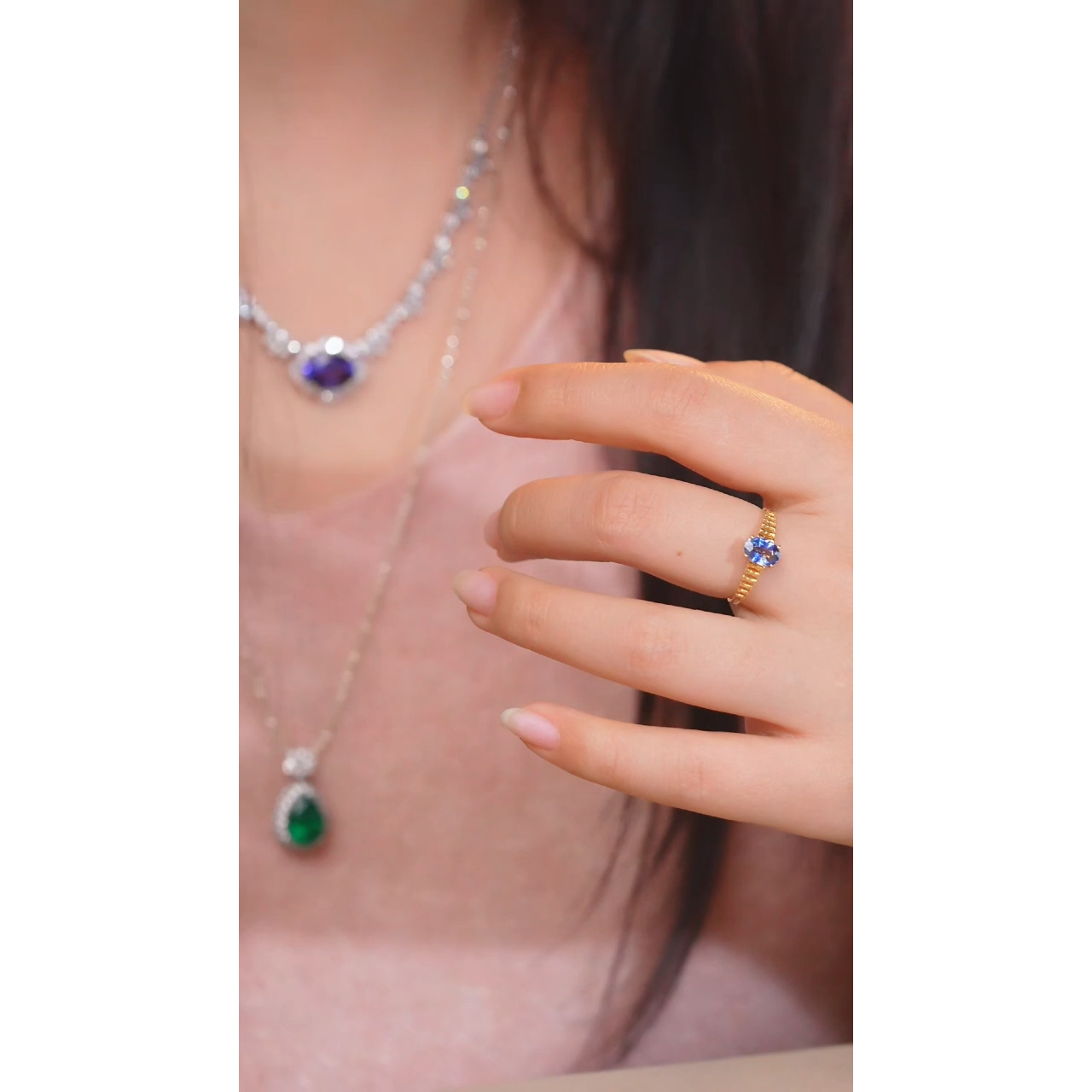 蓝宝石戒指18K金镶嵌（1ct）@@U5121