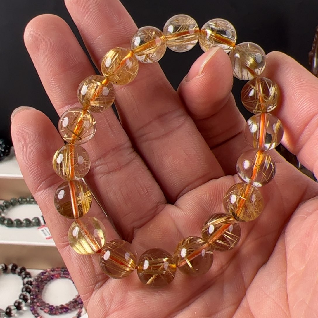 水晶手链未镶嵌阿***Y金发晶钛晶手链11