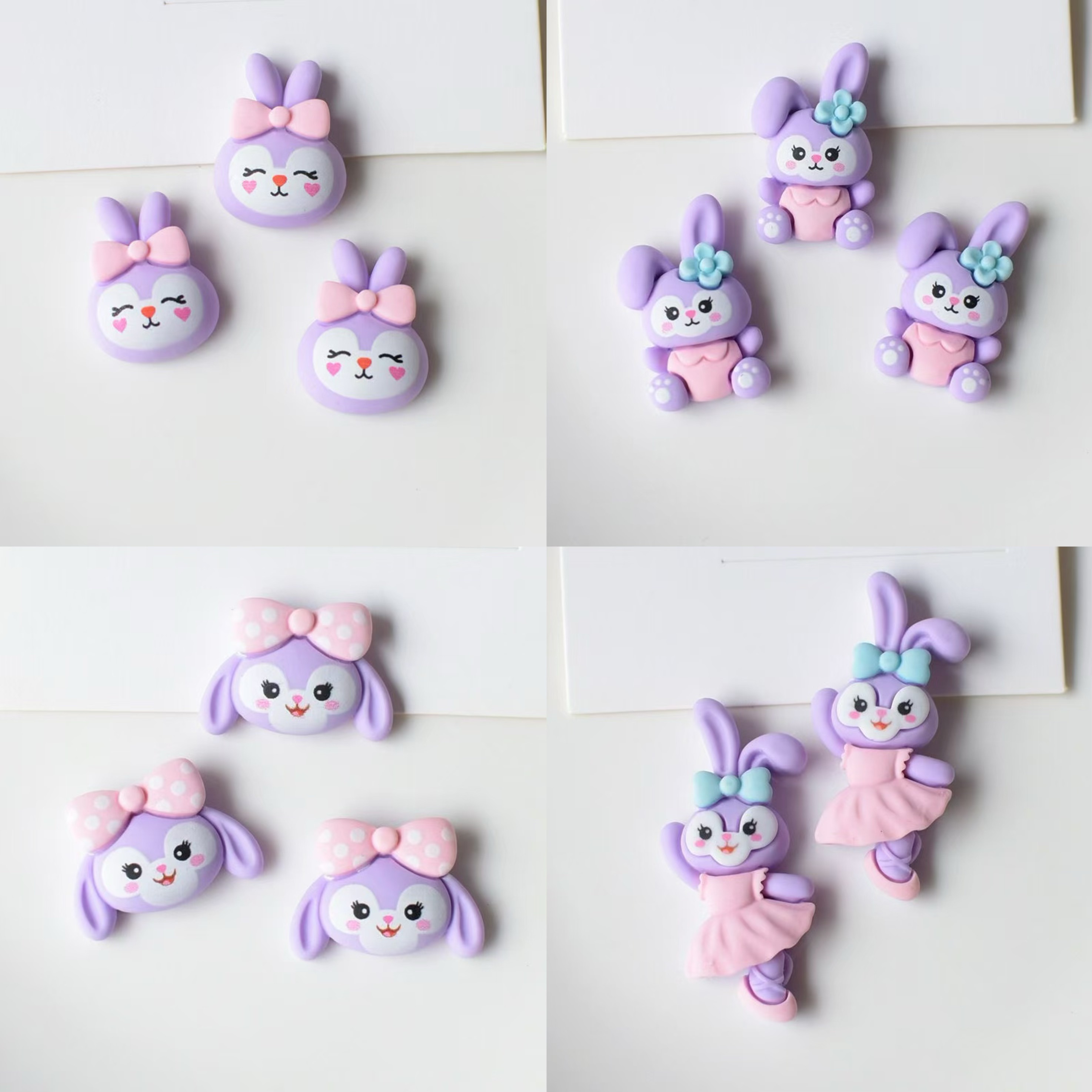 玖阁家星黛露系列树脂饰品配件diy手工材料发夹发饰贴片紫色兔子