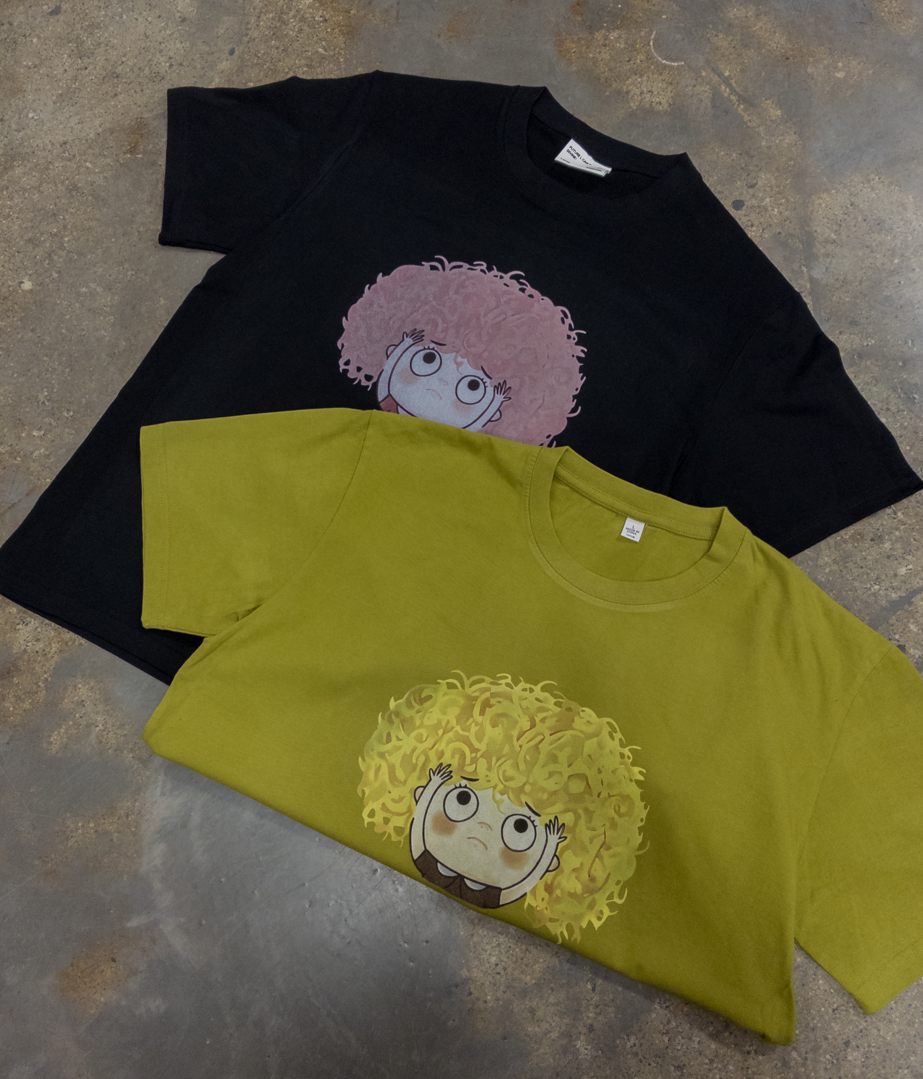 【T恤系列】卡通爆炸头 水洗甘草色限定.男女同款短袖 soinku