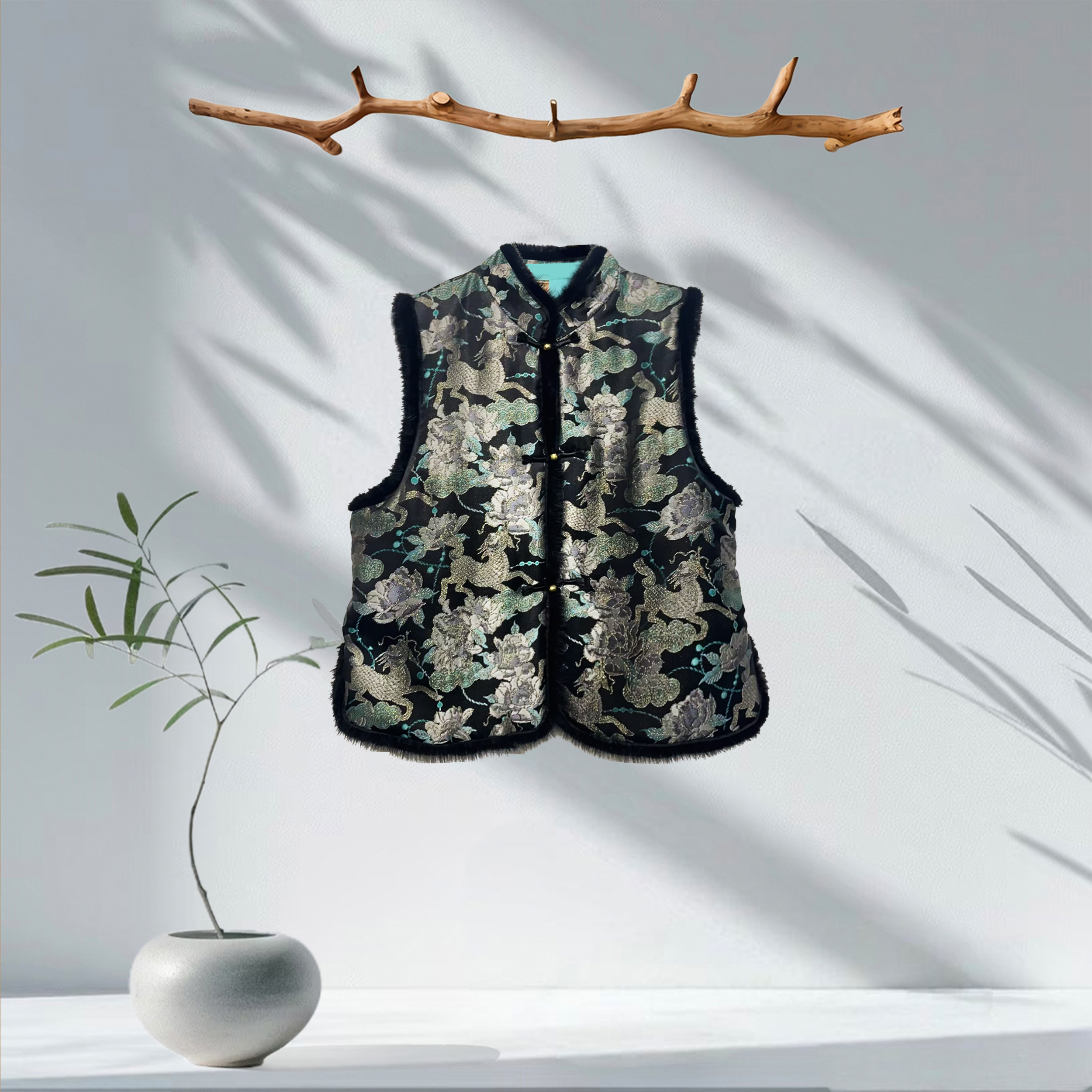 【佳鑫香云纱】2024年上新百搭冬季时尚国风马甲KN-2412290001