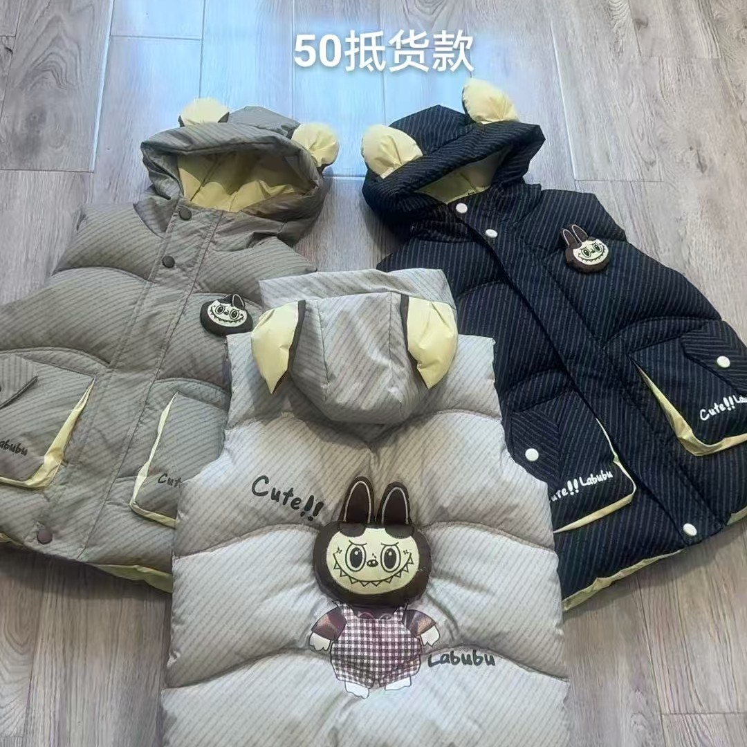 休闲马甲厚款秋冬纯色小童冬季休闲风连帽男韩版冬款