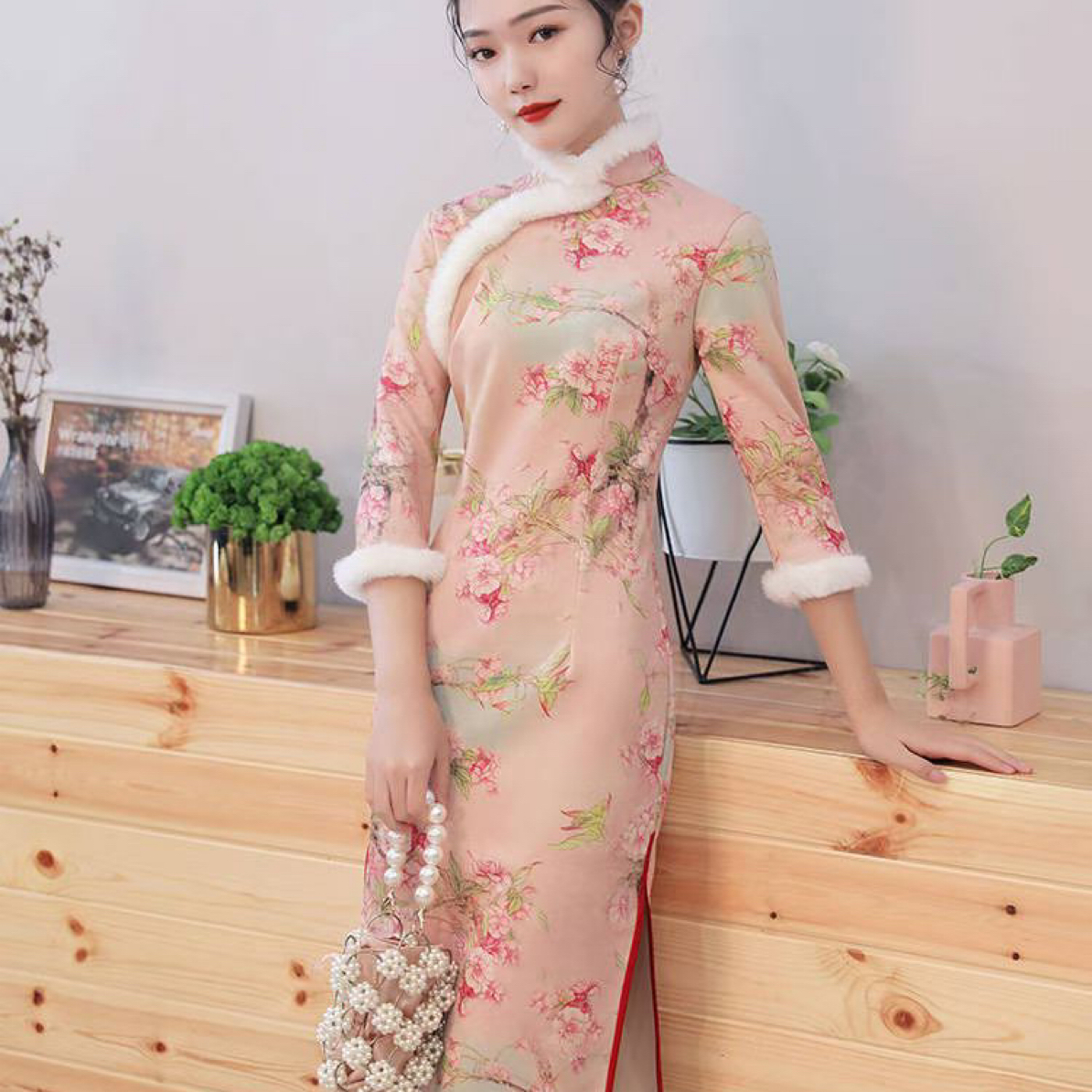 【2857 桃花开 粉色 】显瘦气质修身优雅复古中国风旗袍