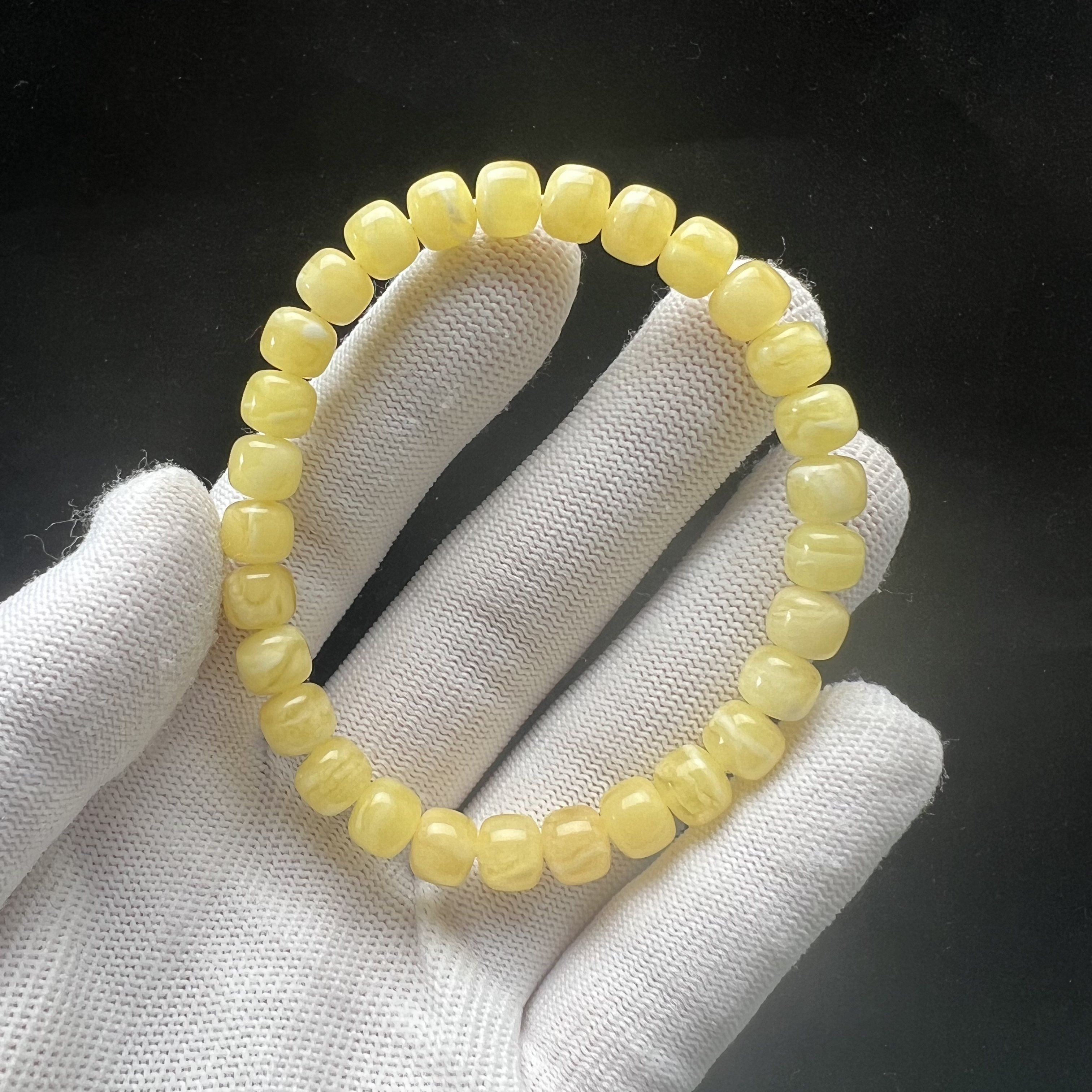 G1646天然原矿蜜蜡手串 7.7*6.7mm支持复检 假一罚四