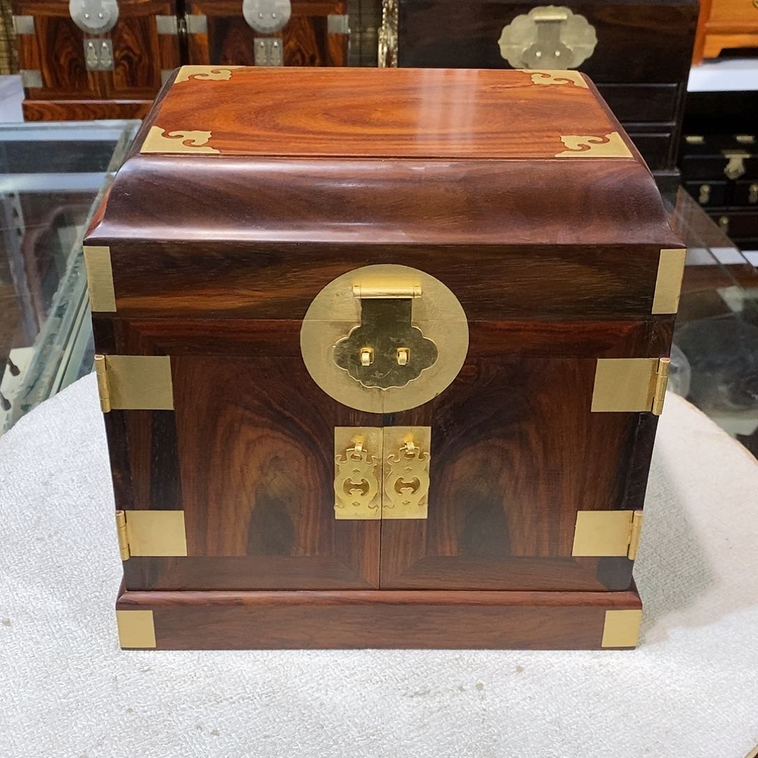 交趾黄檀（大红酸枝）拼板官箱25/18/24.5