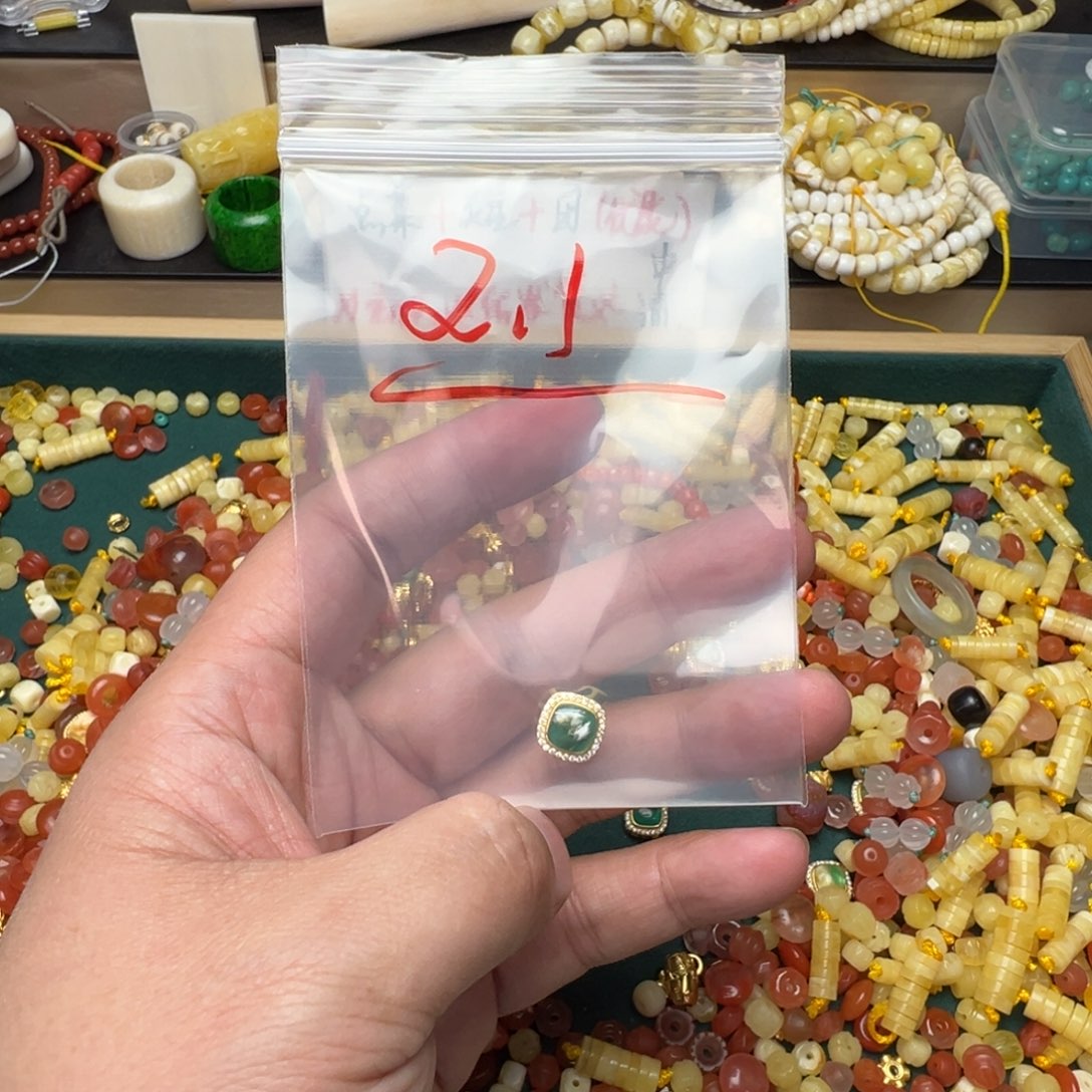 琥珀裸石银S925镀金镶嵌