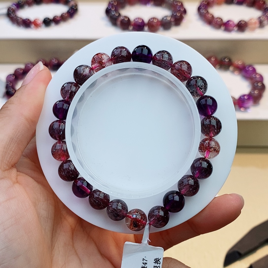 水晶手链未镶嵌黑加仑超七8+