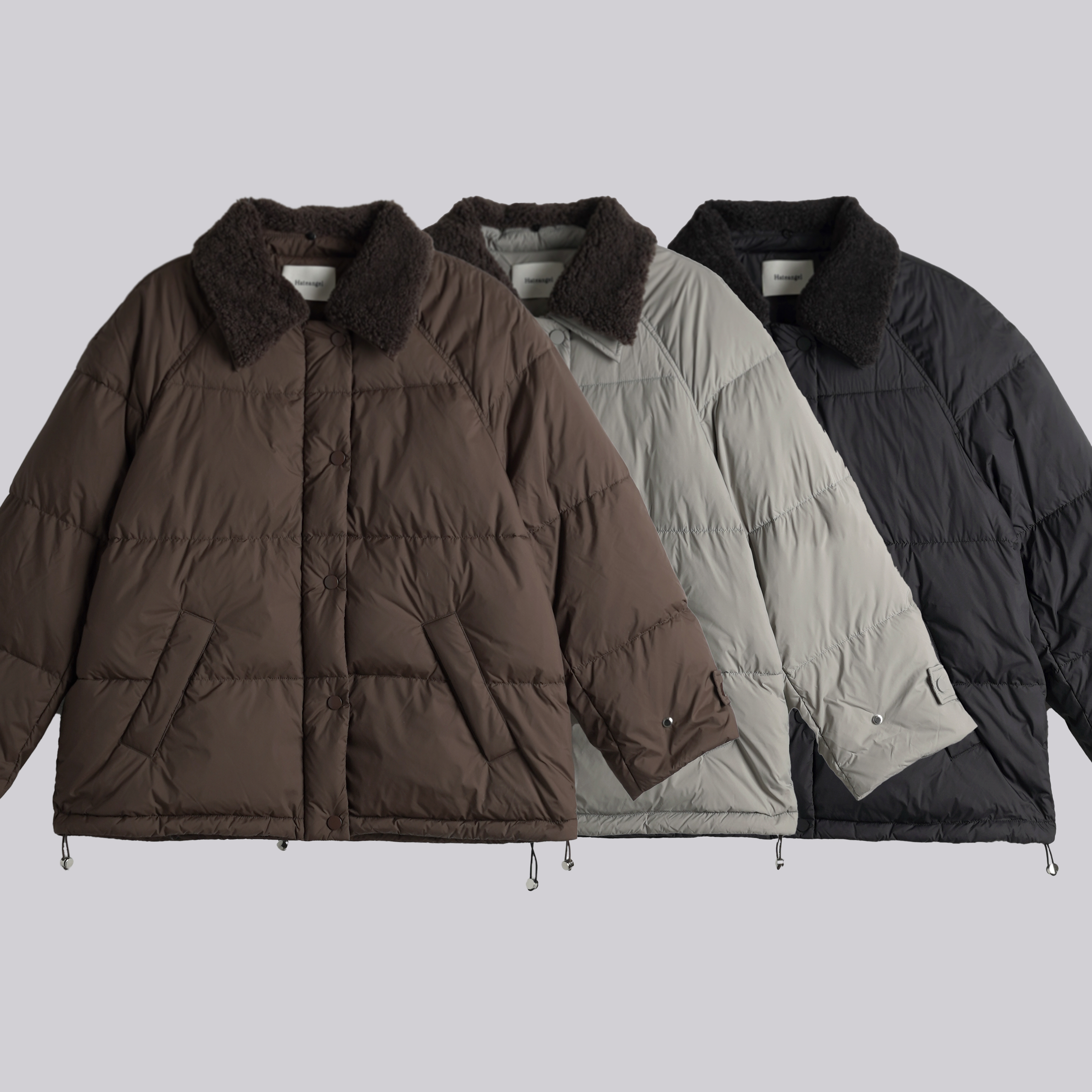 WKK   毛领排扣羽外套