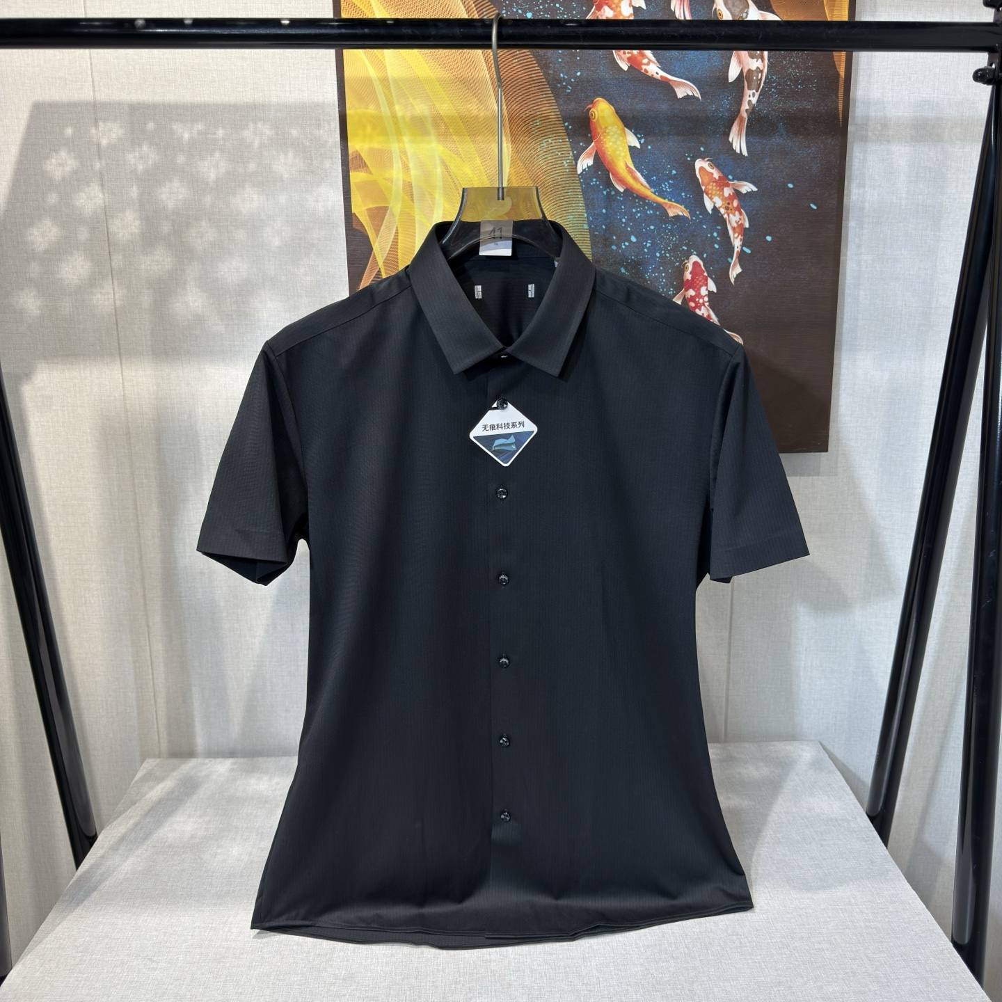 D813男士夏季短袖衬衫商务正装时尚尖领无痕免烫面料衬衣男