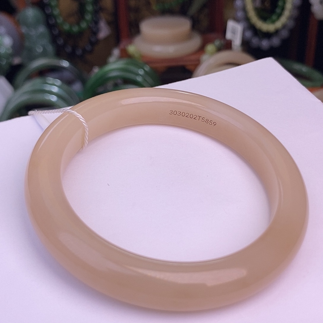 和田玉未镶嵌老矿料红藕粉收藏级手镯59