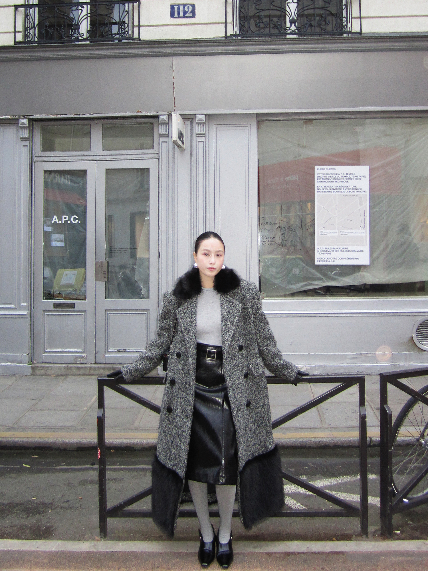 小众设计独家系列朱小姐私服绵羊毛拼接毛毛长款大衣  250378