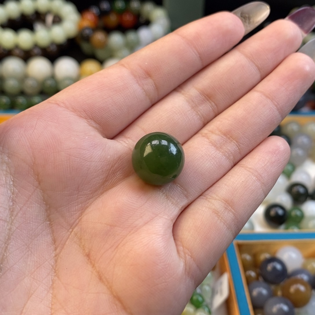 和田玉手串未镶嵌福利碧玉单珠z 14