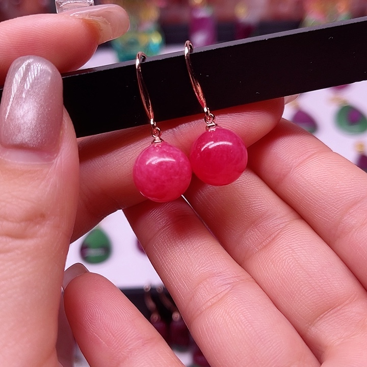 红宝石耳坠银S925镶嵌