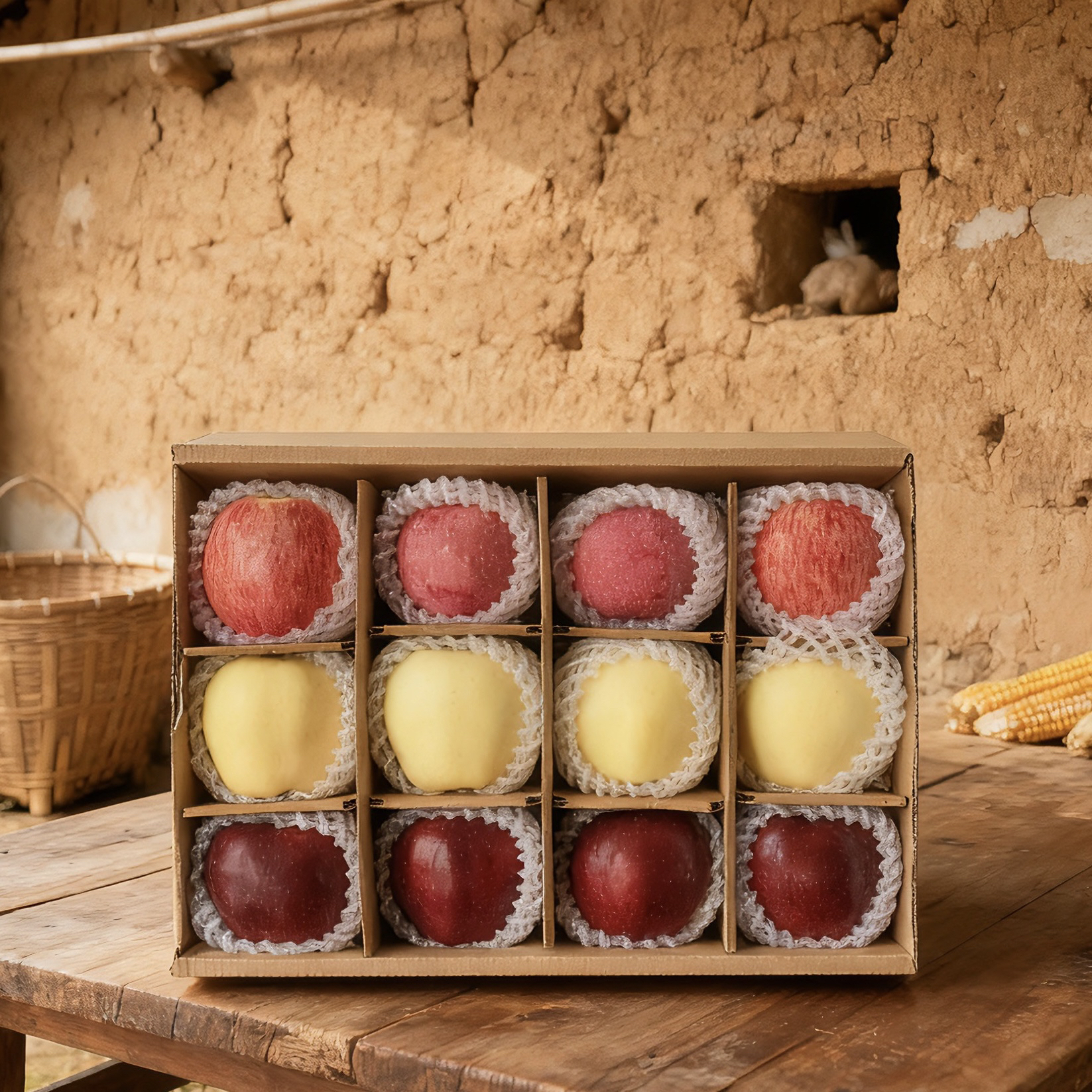 【三拼】甘肃天水高山苹果富士花牛黄元帅脆甜可口