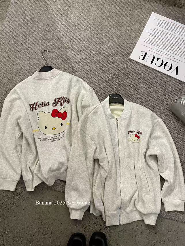 banana（61855#）韩系休闲宽松百搭拉链KT卫衣外套kc