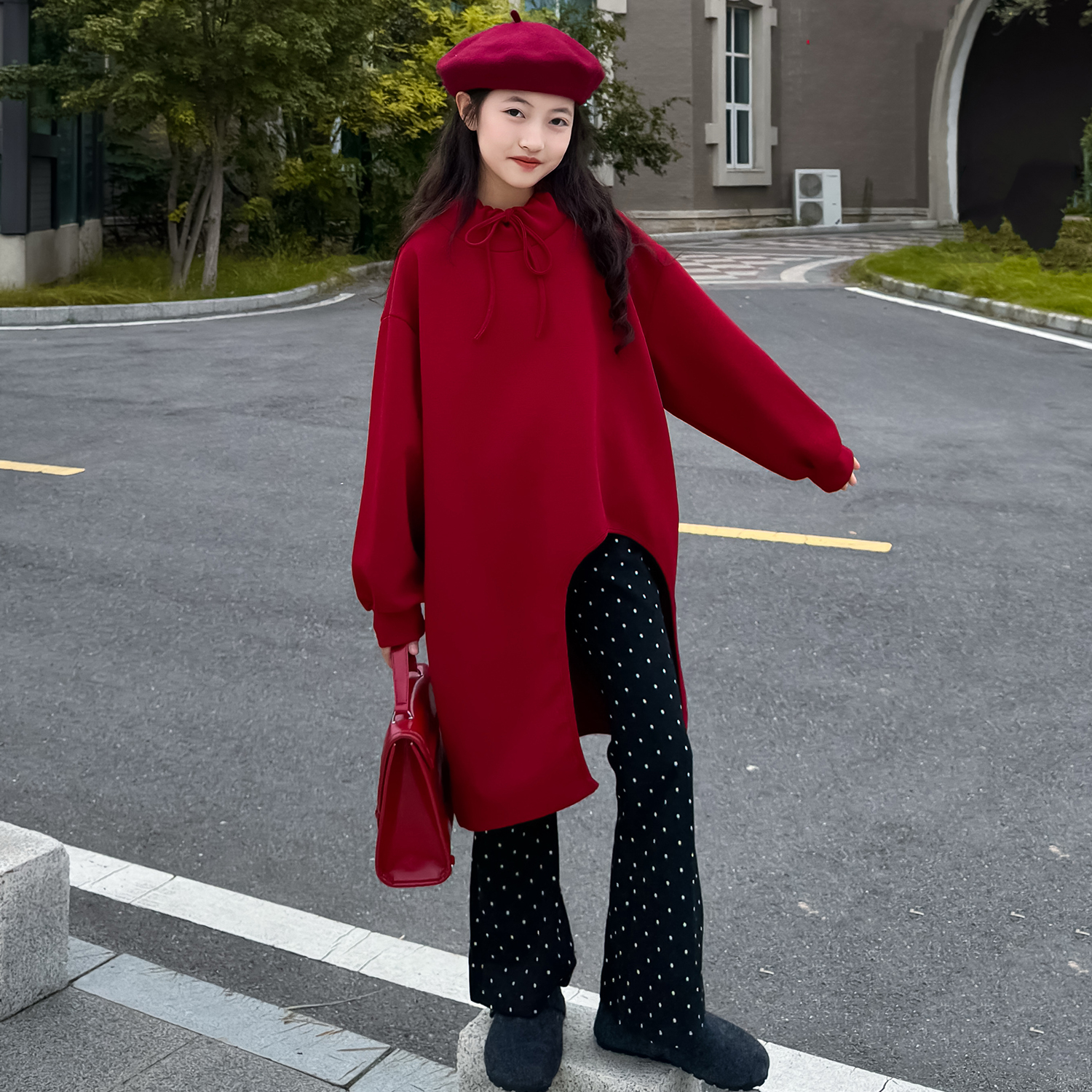 女加绒加厚卫衣韩版秋冬季2025新款洋气女孩儿童中长款长袖冬上衣