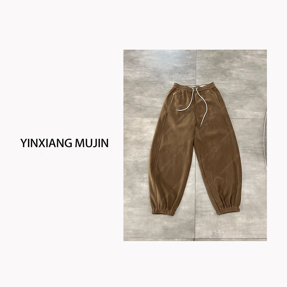 【YINXIANG MUJIN】圆牌卫裤 冬季新款宽松百搭抽绳收口女士休闲裤