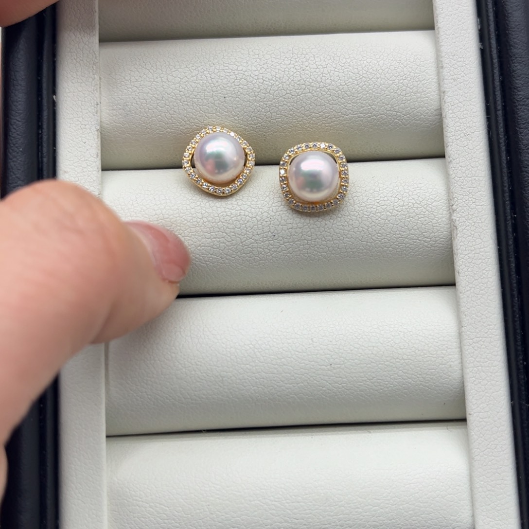 海水珍珠银S925镶嵌耳饰