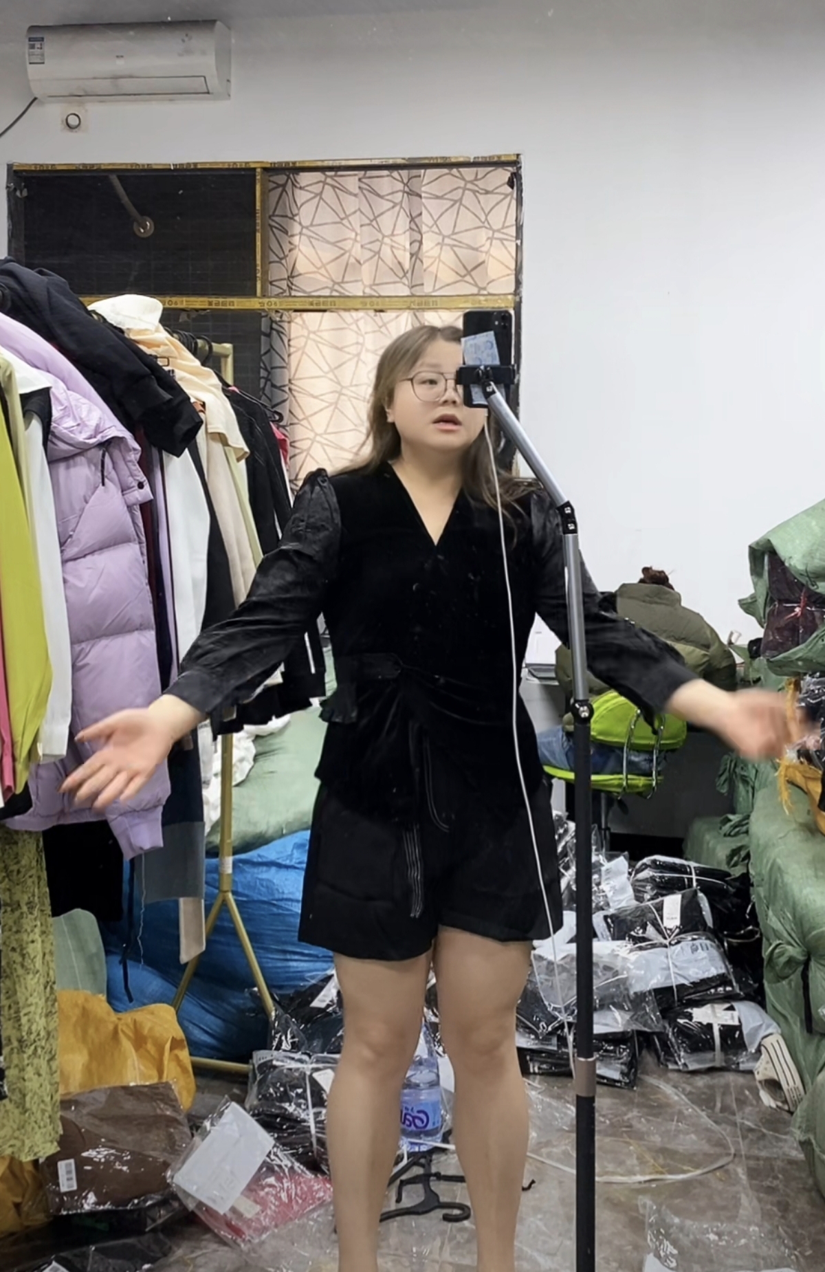 12708(16)轻熟风拼色收腰上衣时尚长袖