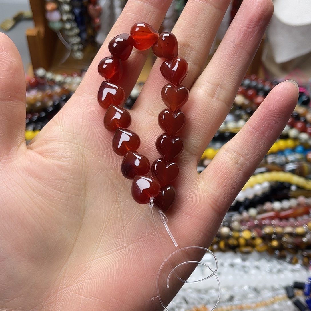 玛瑙/玉髓未镶嵌珠宝半成品卡12红玛屁桃短条