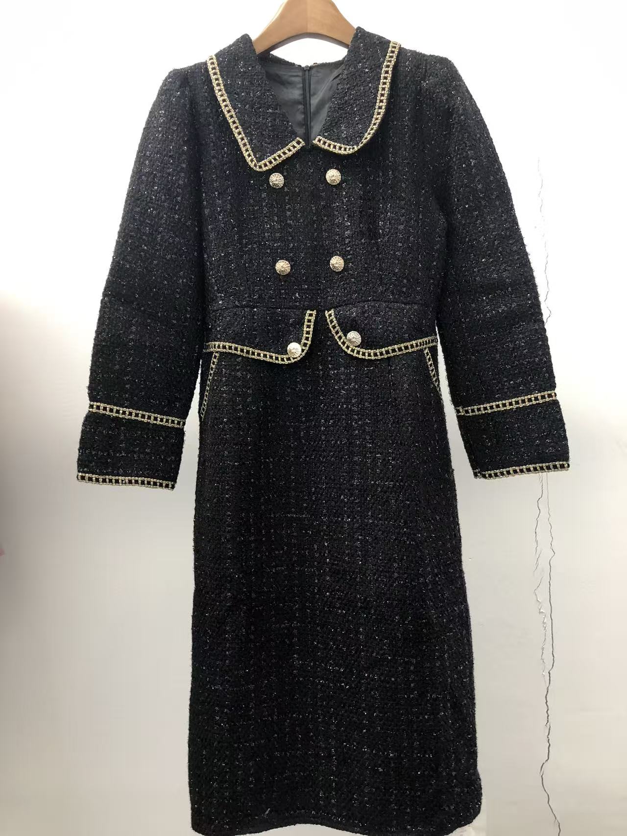 翻领秋季法式高腰吊带大码连衣裙围巾领拼接套头常规