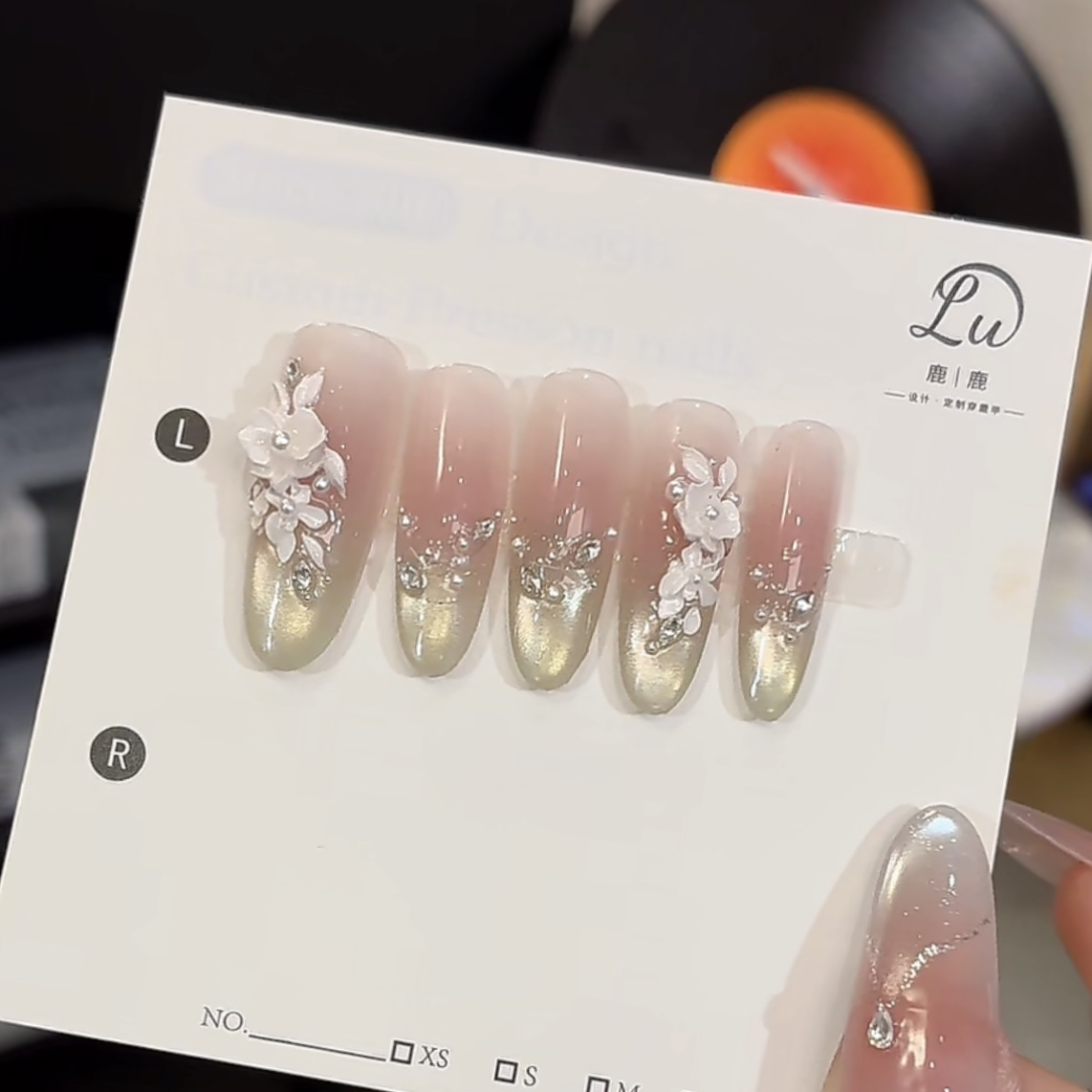 【清茶花-孤品微瑕NO退换补】鹿鹿家-纯手工穿戴甲