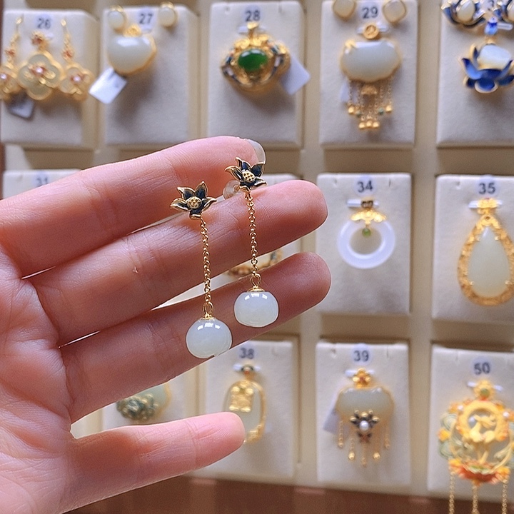 和田玉颈饰银S925镶嵌