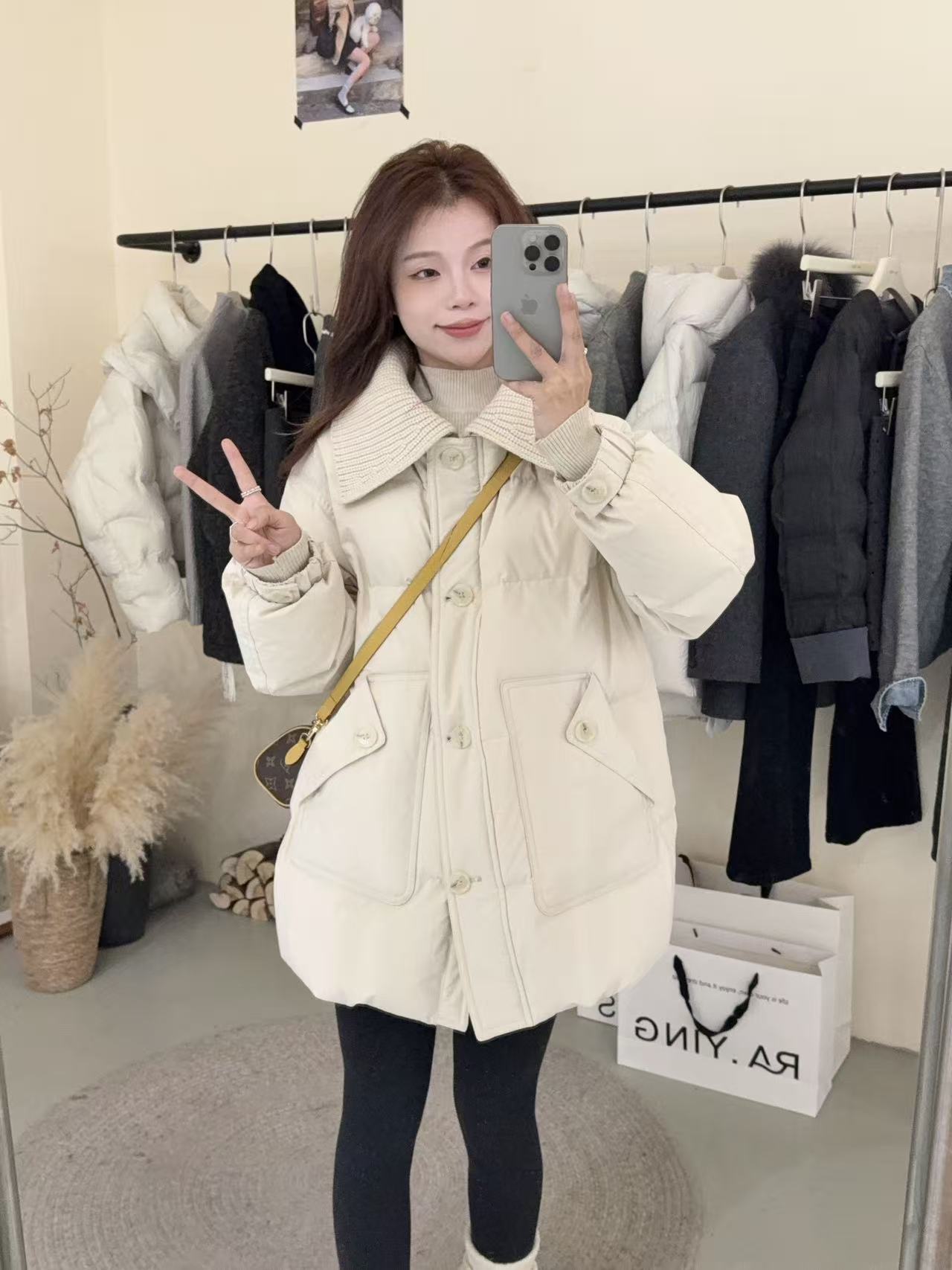 【晴雪地】中长款翻领休闲风女装韩版时尚羽绒服Y6389