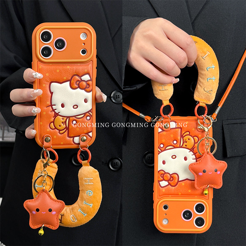 KT拿熊橙TPU贴小羊皮壳适用iPhone苹果17手机壳16promax新款15套