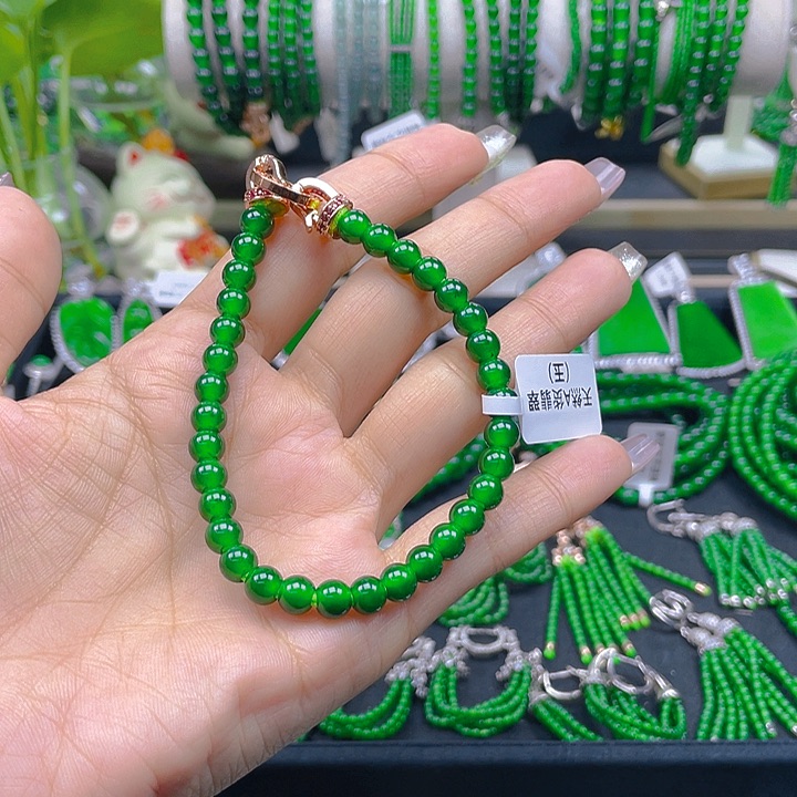 翡翠手链未镶嵌小*宝圆珠手链6