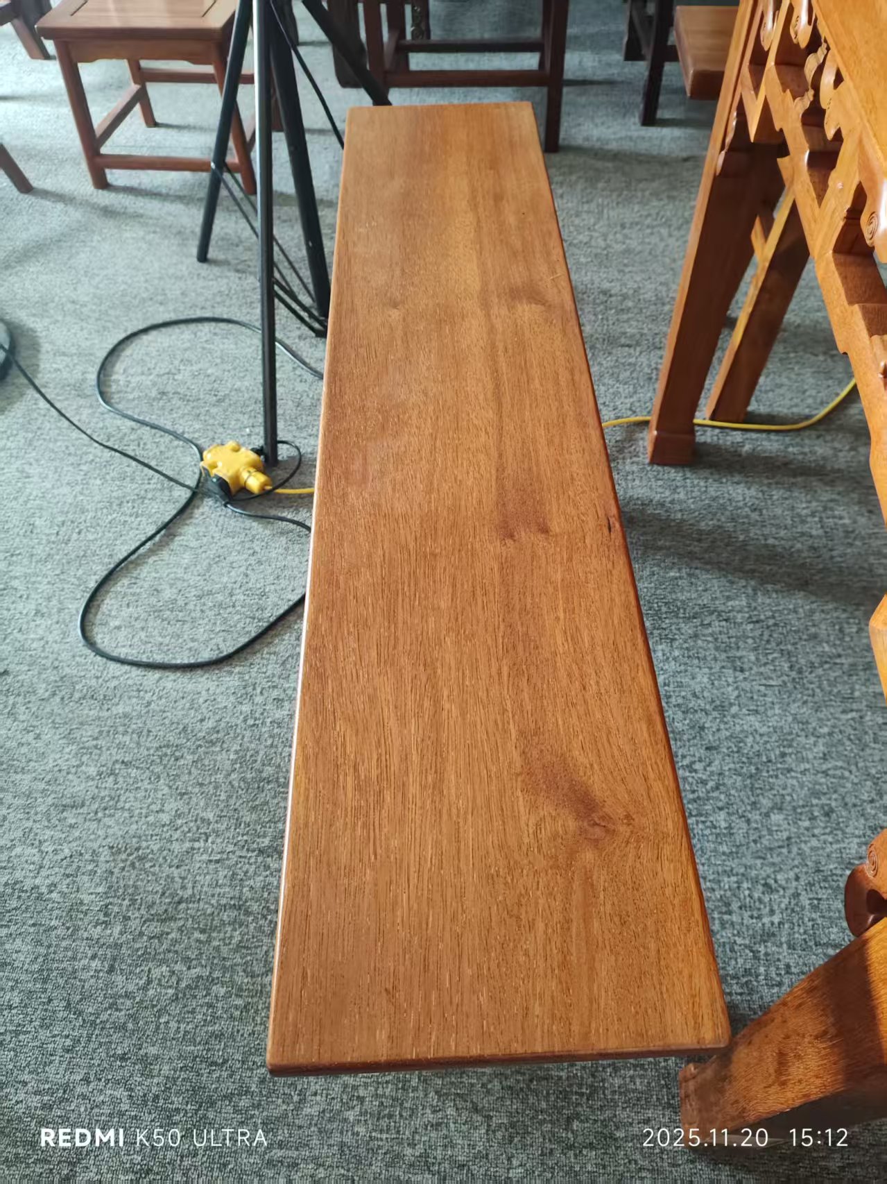 柚木实木大板桌自然边整板可做茶桌书桌办公桌