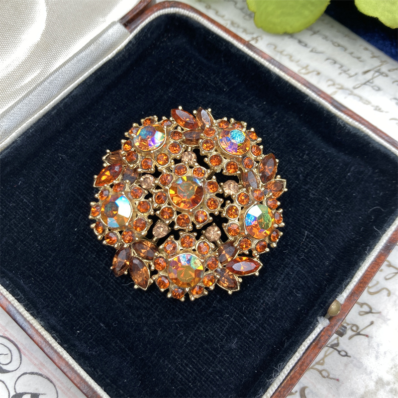 合金胸针 trifari橘色立体团花胸针1-1【2071119-069】