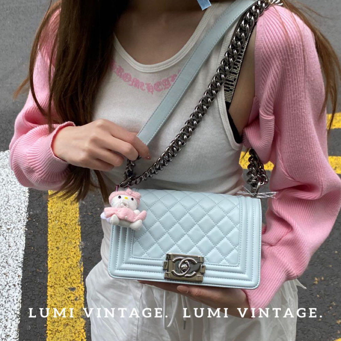 95新 Chanel/香奈儿 Lumi包展-婴儿蓝芯片leboy 小号单肩包