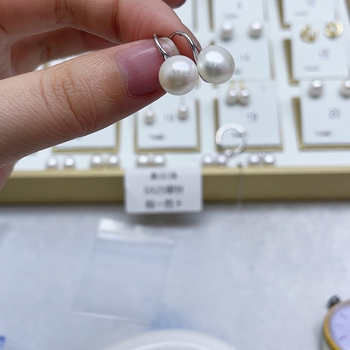 淡水珍珠耳饰银S925镶嵌槿**