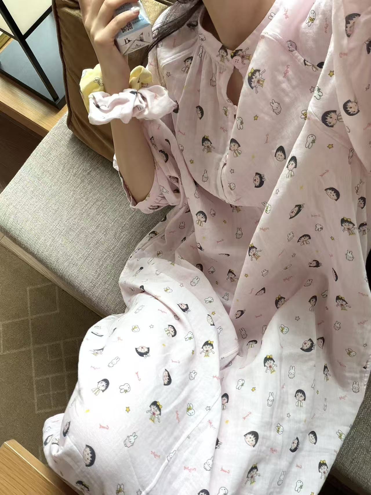 26年新款亲肤透气樱桃小丸子印花睡衣日系甜美可爱风宽松大码睡裙