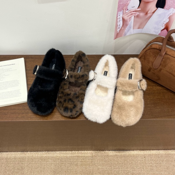 圆圆家 QYZ 929-7 韩系加绒保暖玛丽珍毛毛鞋内增高软底舒适棉鞋