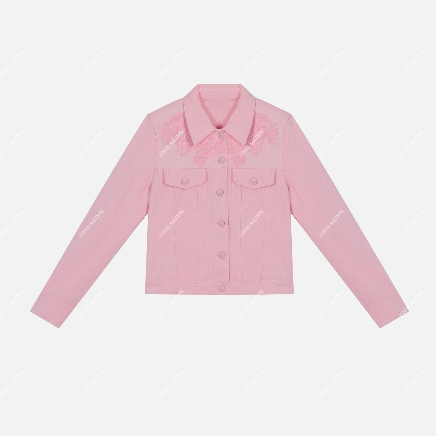 安安推荐【初樱】新中式龙纹刺绣通勤百搭牛仔外套BL-CS947