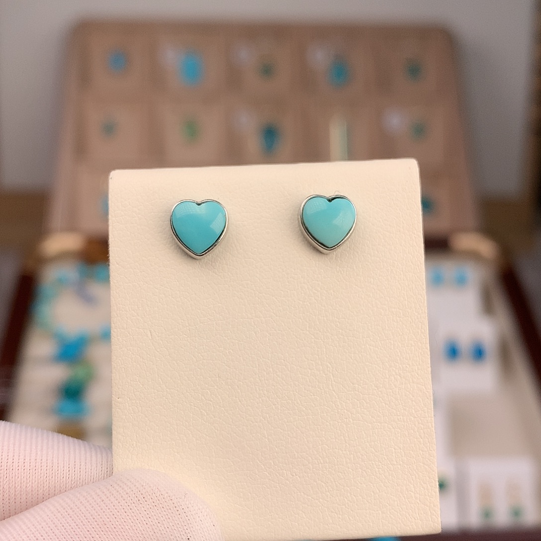 绿松石银S925镶嵌耳饰