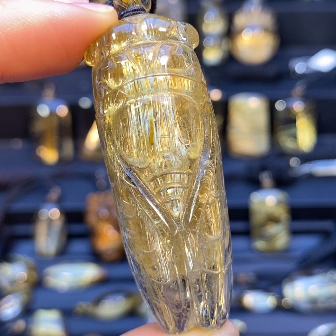 颈饰水晶未镶嵌钛晶知了吊坠