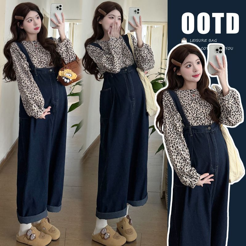 2025孕妇装春季新款韩版显瘦时尚宽松洋气休闲简约牛仔背带裤