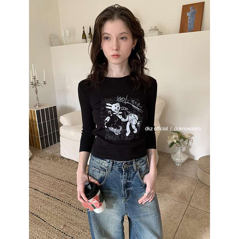 DKZ 朋克小兔七分袖T恤