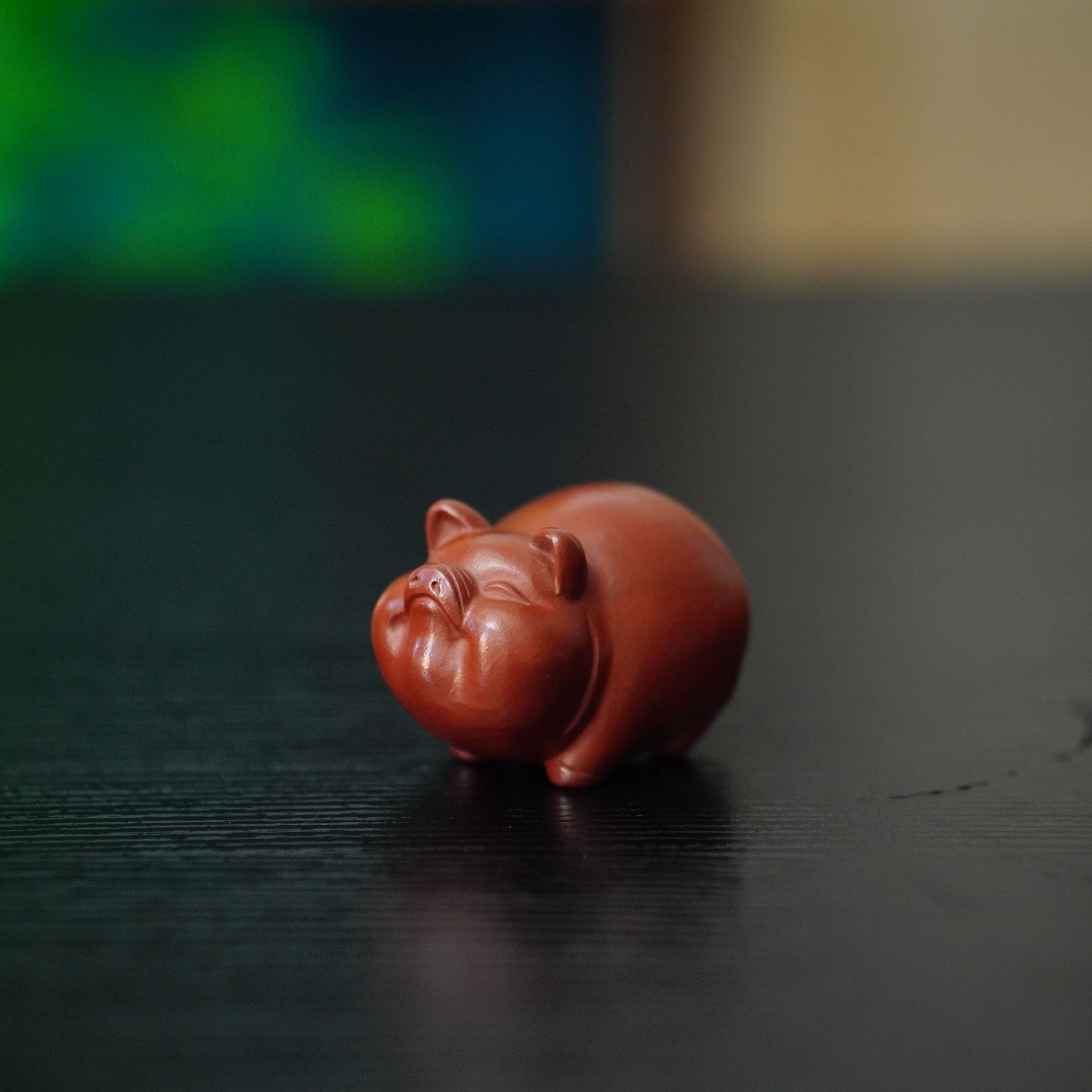 紫砂茶宠摆件可爱小猪大红袍茶宠猪全手工茶玩猪茶宠福猪瑞兽猪