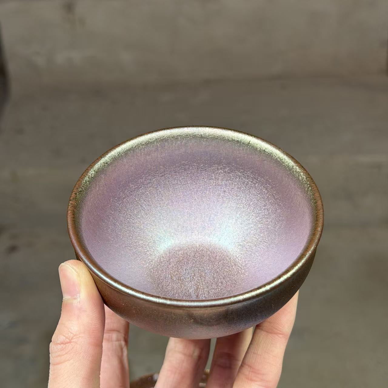 建窑建盏 极光粉 茶盏主人杯 电烧