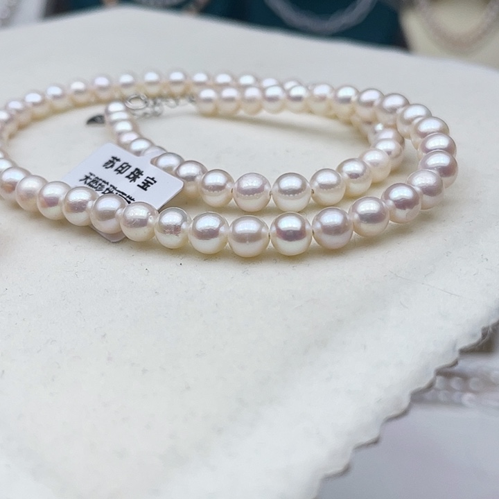 淡水珍珠颈饰银S925镶嵌6极光炫樱花粉