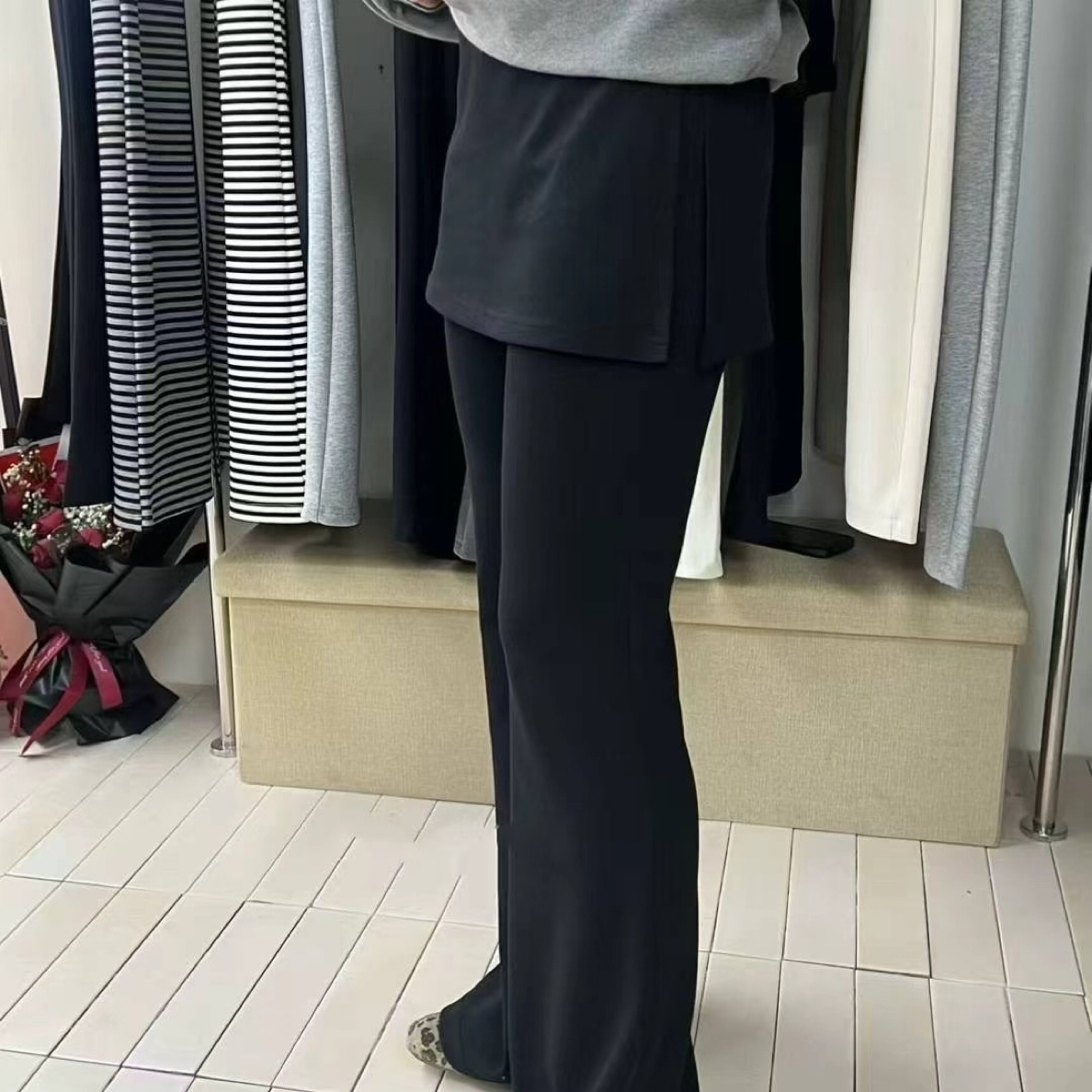 【周小茉】气质百搭醋酸空气层显瘦屁帘裙裤